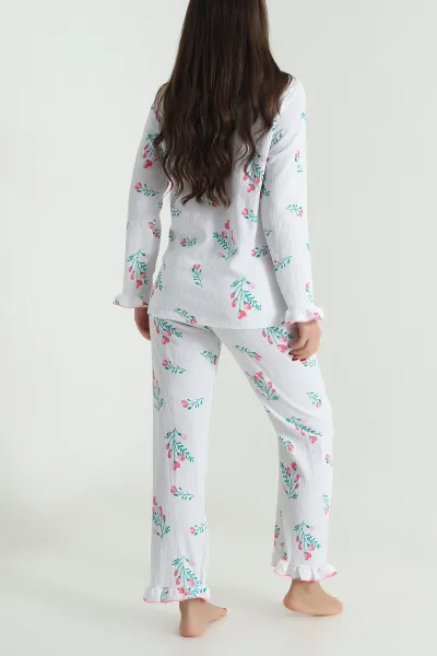 Bürümcük Düğmeli Kadın Pijama Takımı 493651