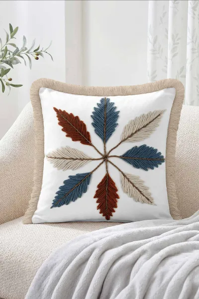 43x43 Cm Dijital Baskılı Fermuarlı Çift Taraflı Saçaklı Kırlent Kılıfı 483402