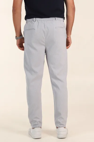 Buz Gri Regular Fit Dokulu Bel Lastikli Erkek Pantolon 382288