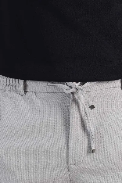 Buz Gri Regular Fit Dokulu Bel Lastikli Erkek Pantolon 382288