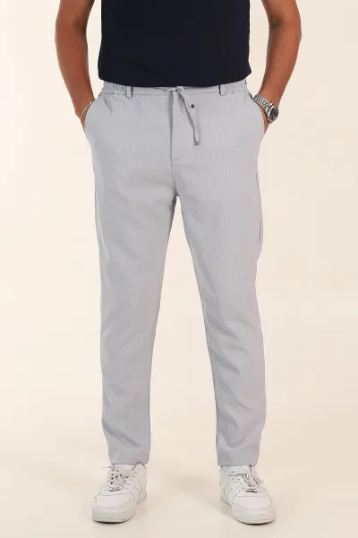 buz-gri-regular-fit-dokulu-bel-lastikli-erkek-pantolon-382288