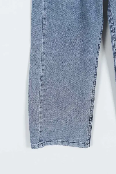 Buz Mavisi (5-10 Yaş)Boncuklu Fiyonk Nakışlı Kız Çocuk Kot Pantolon 415238