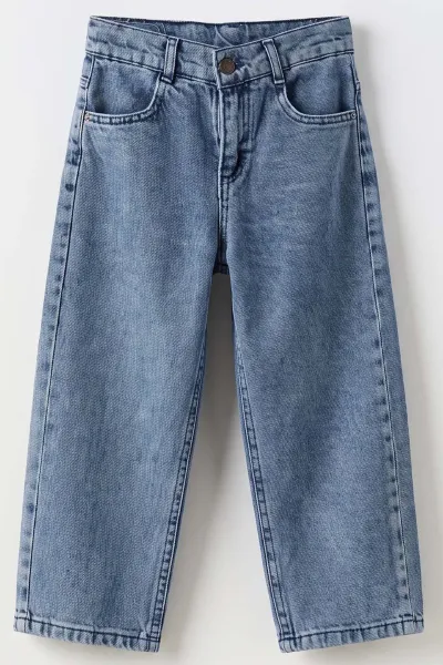 Buz Mavisi (5-12 Yaş) Baggy  Erkek  Çocuk Kot Pantolon 490857