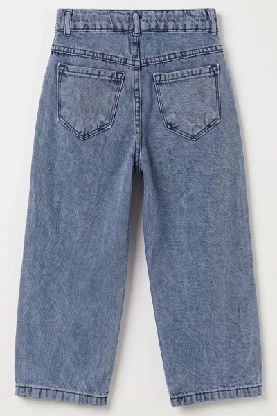 Buz Mavisi (5-12 Yaş) Pensli  Baggy    Erkek  Çocuk Kot Pantolon 490866