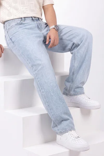 Buz Mavisi Baggy Erkek Kot Pantolon 472170