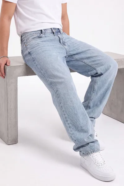 Buz Mavisi Baggy Erkek Kot Pantolon 472176