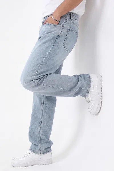 Buz Mavisi Baggy Erkek Kot Pantolon 472176