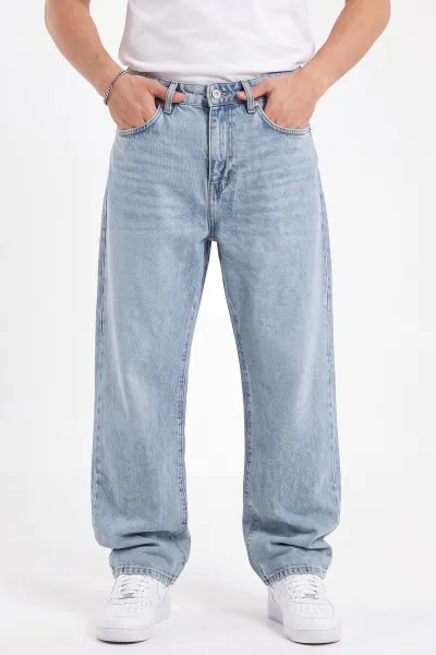 Buz Mavisi Baggy Erkek Kot Pantolon 472176