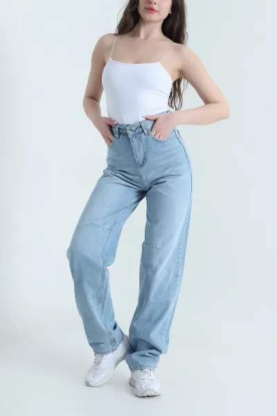 Buz Mavisi Baggy Kadın Kot Pantolon 453289