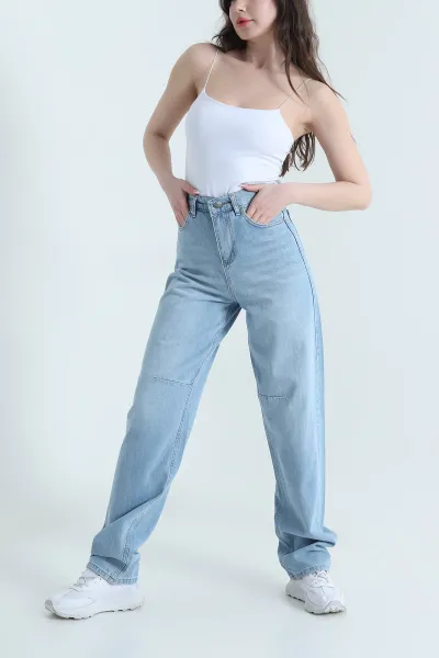 Buz Mavisi Baggy Kadın Kot Pantolon 453289