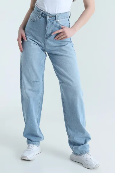 Buz Mavisi Baggy Kadın Kot Pantolon 453289