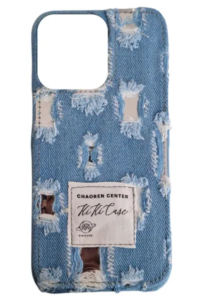 Buz Mavisi iPhone 15 Pro Uyumlu Jeans Serisi Denim Kot Desenli Premium Telefon Kılıfı 404105
