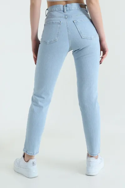 Buz Mavisi Lazer Kesim Comfort Likralı Kadın Kot Pantolonu 432036