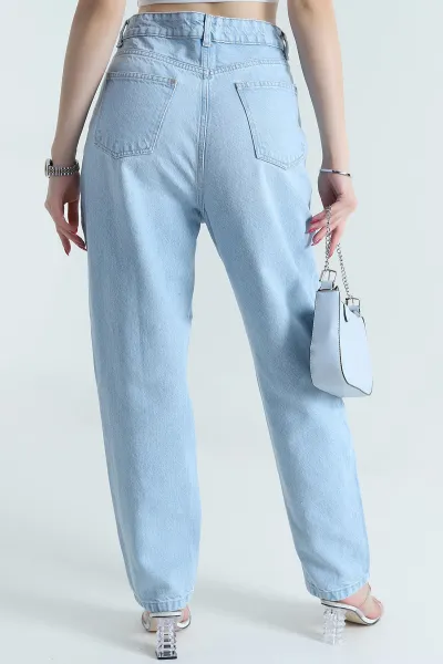 Buz Mavisi Yeni Sezon Mom Kadın Kot Pantolon 476984