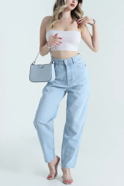 Buz Mavisi Yeni Sezon Mom Kadın Kot Pantolon 476984
