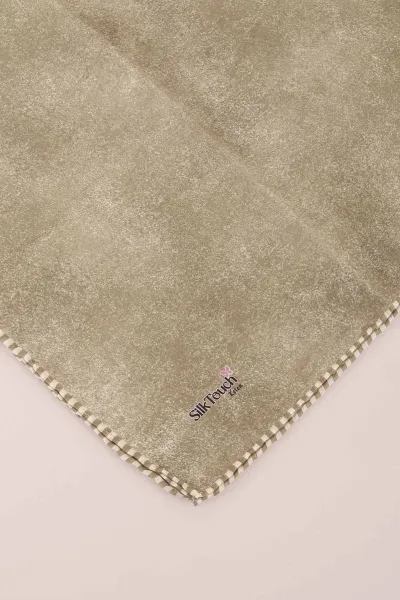 Çağla Yeşil 98X98 Cm Çizgili Bordürlü Keten Eşarp 436037
