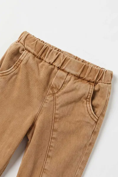 Camel (2-5 Yaş)Kapüşonlu Çıtçıt Düğmeli Gabardin Ceket Pantolonlu Erkek Çocuk 3'lü Takım 477974