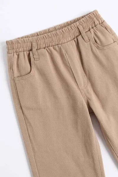 Camel (3-10 Yaş)Kot Gömlekli Tişörtlü Gabardin Pantolonlu Erkek Çocuk 3'lü Takım 478442
