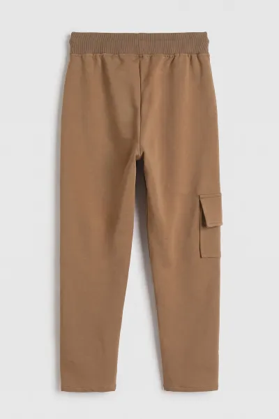 Camel (5-16 Yaş) Kargo Cepli Düz Paça  Kompak Kumaş Çocuk Okul Pantolonu 473722
