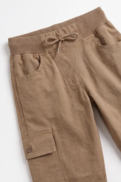 Camel (5-16 Yaş)Kargo Cepli Keten Düz Paça  Çocuk Okul Pantolonu 473740