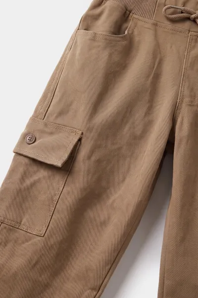 Camel (5-16 Yaş)Kargo Cepli Keten Düz Paça  Çocuk Okul Pantolonu 473740