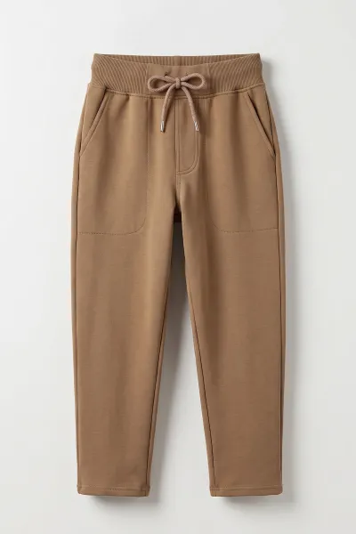 Camel (5-16 Yaş)Kompak Kumaş Düz Paça Çocuk Okul Pantolonu 473736