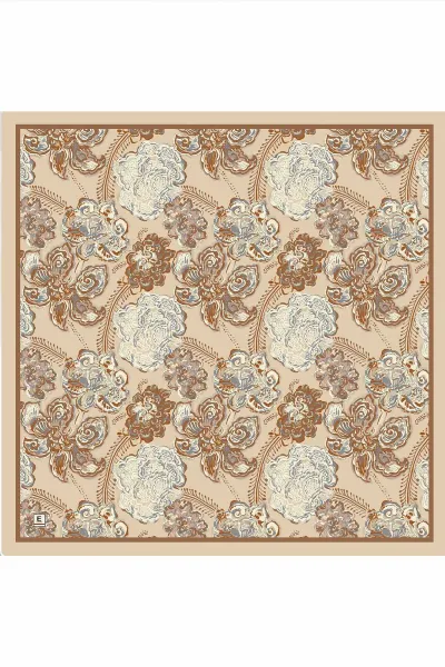 Camel 95x95 Cm Dijital Baskılı Mercan Desen Soft Eşarp 473262