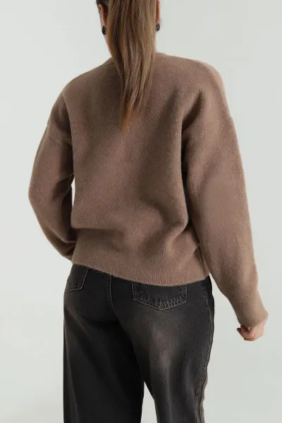 Camel Bisiklet Yaka Kadın Triko Kazak 496080