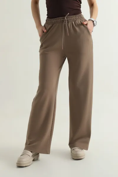 Camel Cepli Bel Lastikli Modal Kadın Pantolon 412528