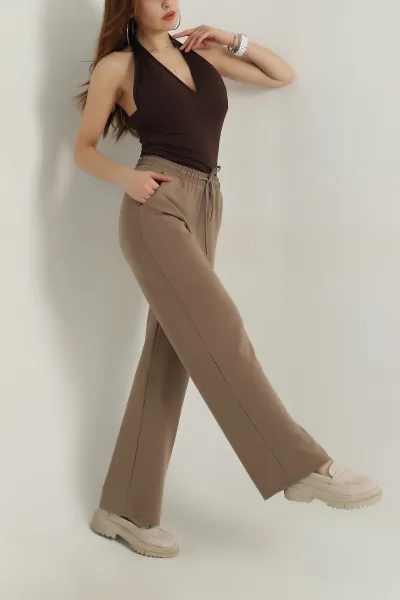 Camel Cepli Bel Lastikli Modal Kadın Pantolon 412528