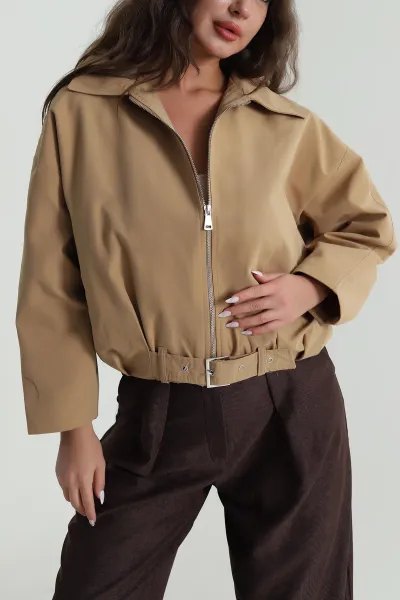 Camel Etek Pile Detay Marina Kadın Bomber Mont 485973