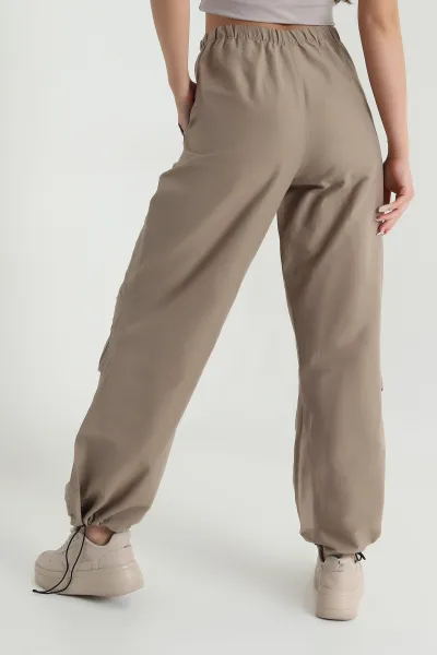 Camel Fermuarlı Paraşüt Kadın Pantolon 463389