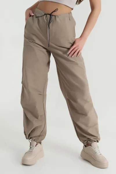 Camel Fermuarlı Paraşüt Kadın Pantolon 463389