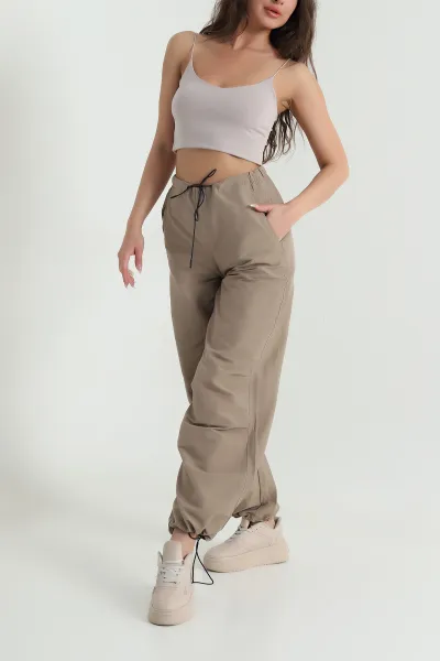 Camel Fermuarlı Paraşüt Kadın Pantolon 463389