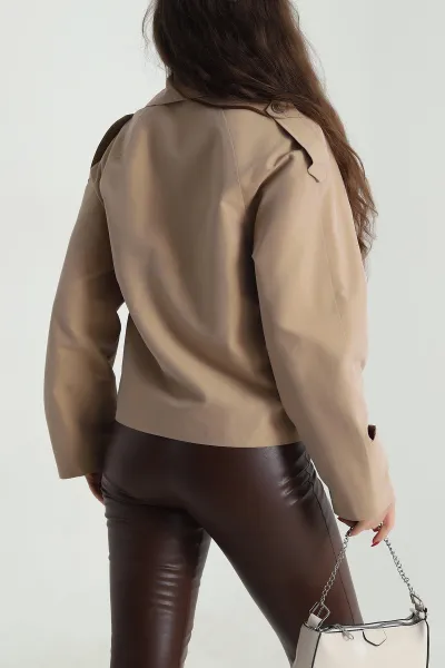 Camel Kruvaze Yaka Kadın Trençkot 492636