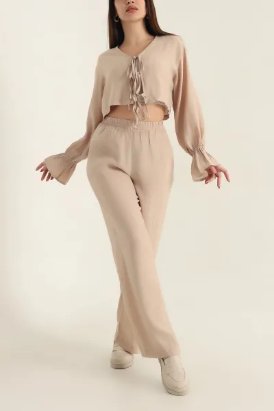 camel-pantolon-bluz-tensel-bayan-ikili-takim-337611