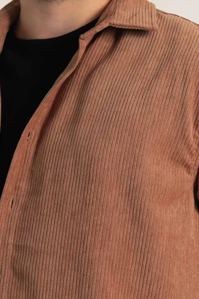 Camel Relaxed Fit Kadife Erkek Gömlek 314705