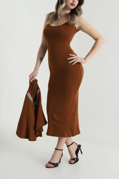 Camel Taşlı Likralı Akrilik Kadın İkili Takım 496263