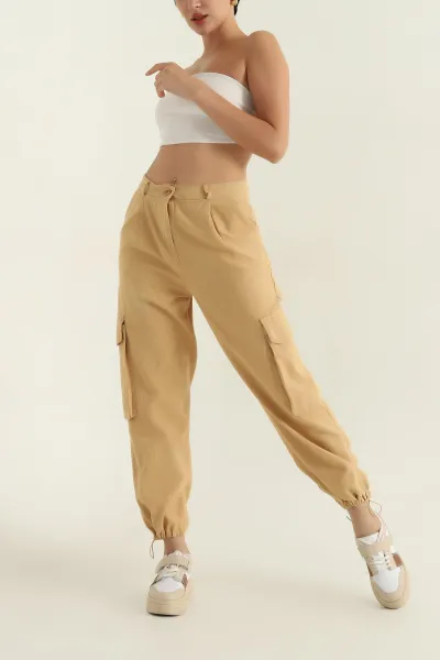 camel-yagmur-gabardin-kadin-kargo-pantolon-361371