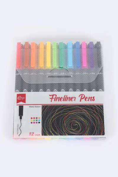Cengo 12 Renk Fineliner Kalem Yazı ve Çizim Kalemi 0.4 mm 384345