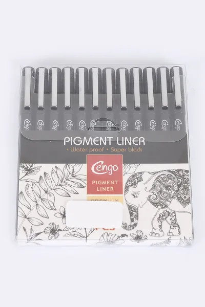 Cengo Pigment Marker Teknik Çizim Kalemi ,Tüm Dereceler 12'li Set 273885
