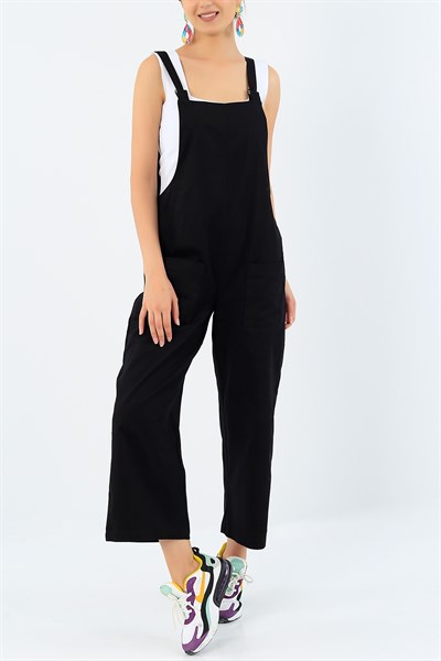 Cep Detay Siyah Gabardin Bayan Tulum 36858