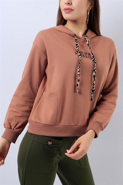 Cep Detaylı Kiremit Bayan Sweat 17831B