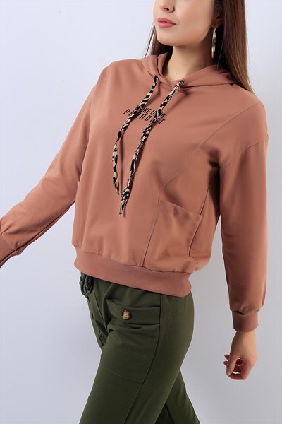 Cep Detaylı Kiremit Bayan Sweat 17831B