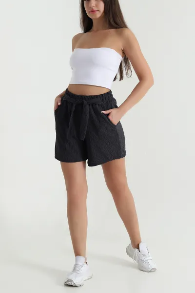 Cepli Bel Lastikli Bubble Kadın Şort 469206