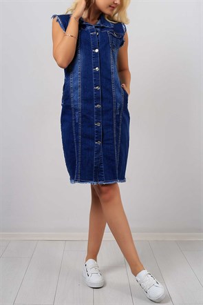 Cepli Kot Bayan Mavi Elbise Modeli 8887B