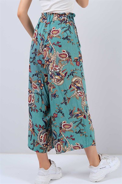 Çiçek Desenli Bol Paça Pantolon 125320B    
