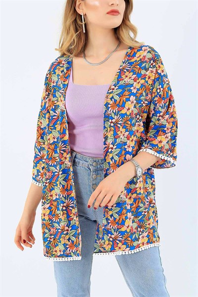 Çiçek Desenli Dokuma Kimono 35675
