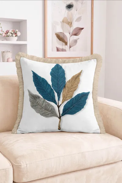 43x43 Cm Dijital Baskılı Fermuarlı Çift Taraflı Saçaklı Kırlent Kılıfı 483404