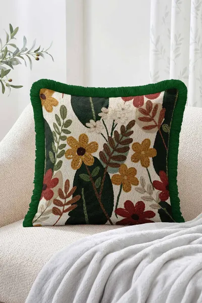 43x43 Cm Dijital Baskılı Fermuarlı Çift Taraflı Saçaklı Kırlent Kılıfı 483425